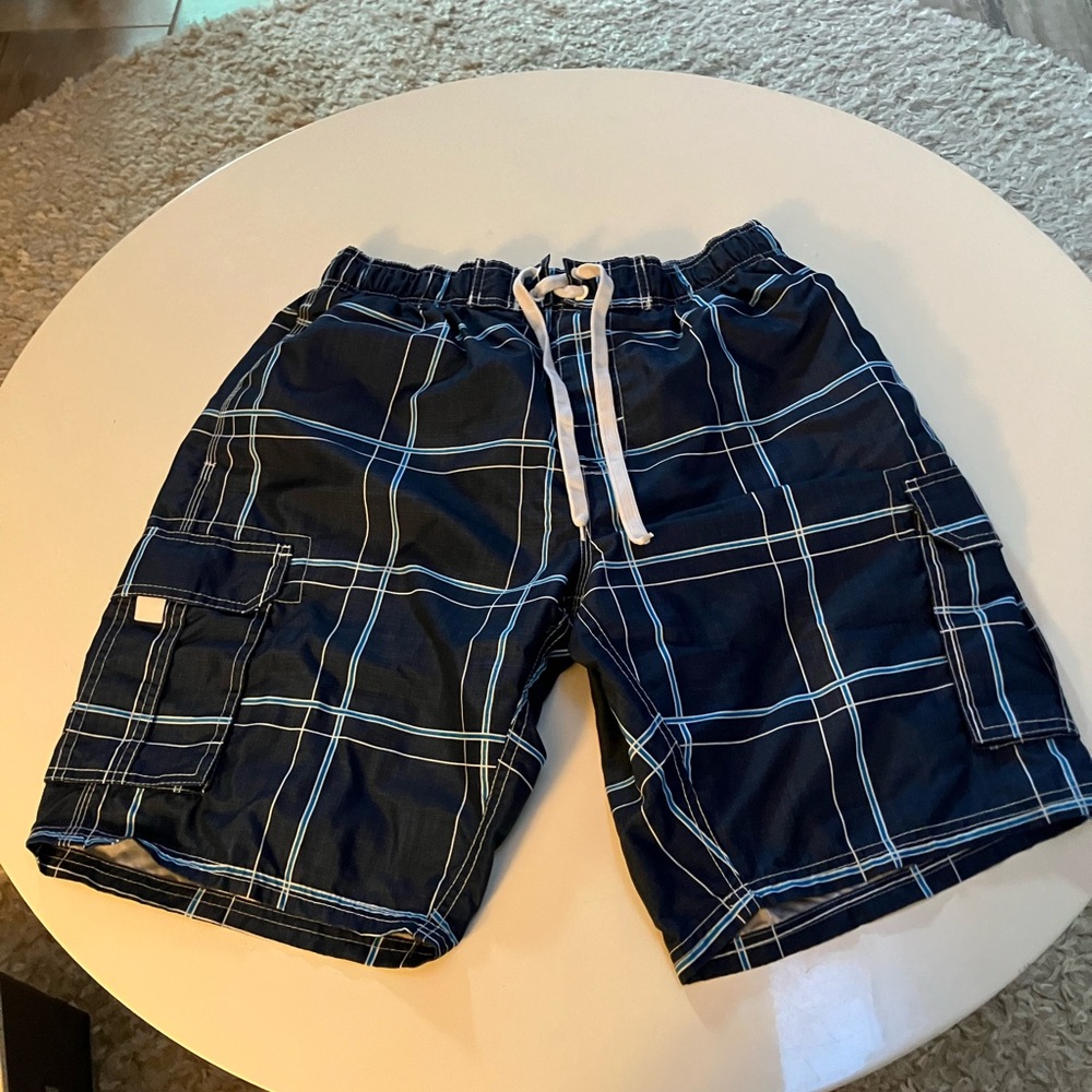Kanu Surf Men's Blue Plaid Board Shorts *Like New*